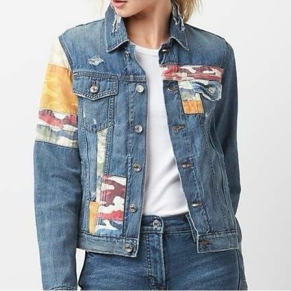 Gap Icon Denim Jacket with Camo Patchwork - Picture 9 of 9